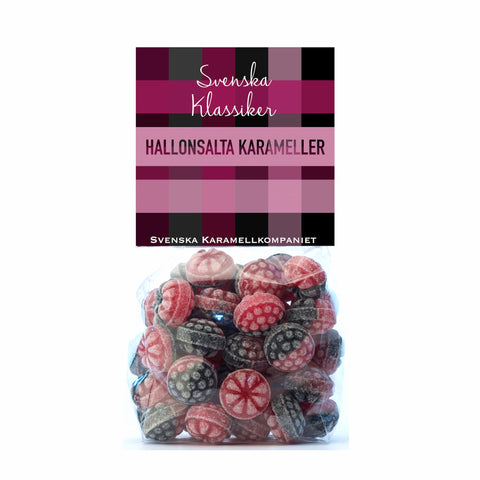 Hallonsaltakarameller i form av godis